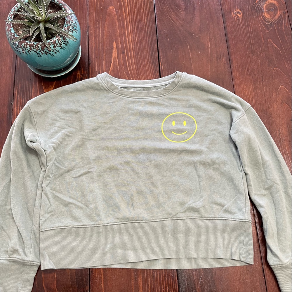 Girls cropped smiley face sweatshirt